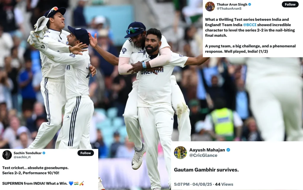 "Mohammed Siraj Saves the Day, Revives Gambhir’s Coaching Journey" – Fans Ecstatic After India’s Thrilling Win at The Oval